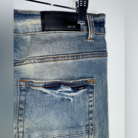 Amiri Mx1 Leather Patch Authentic Size 33 Denim Jeans - Picture 9 of 9